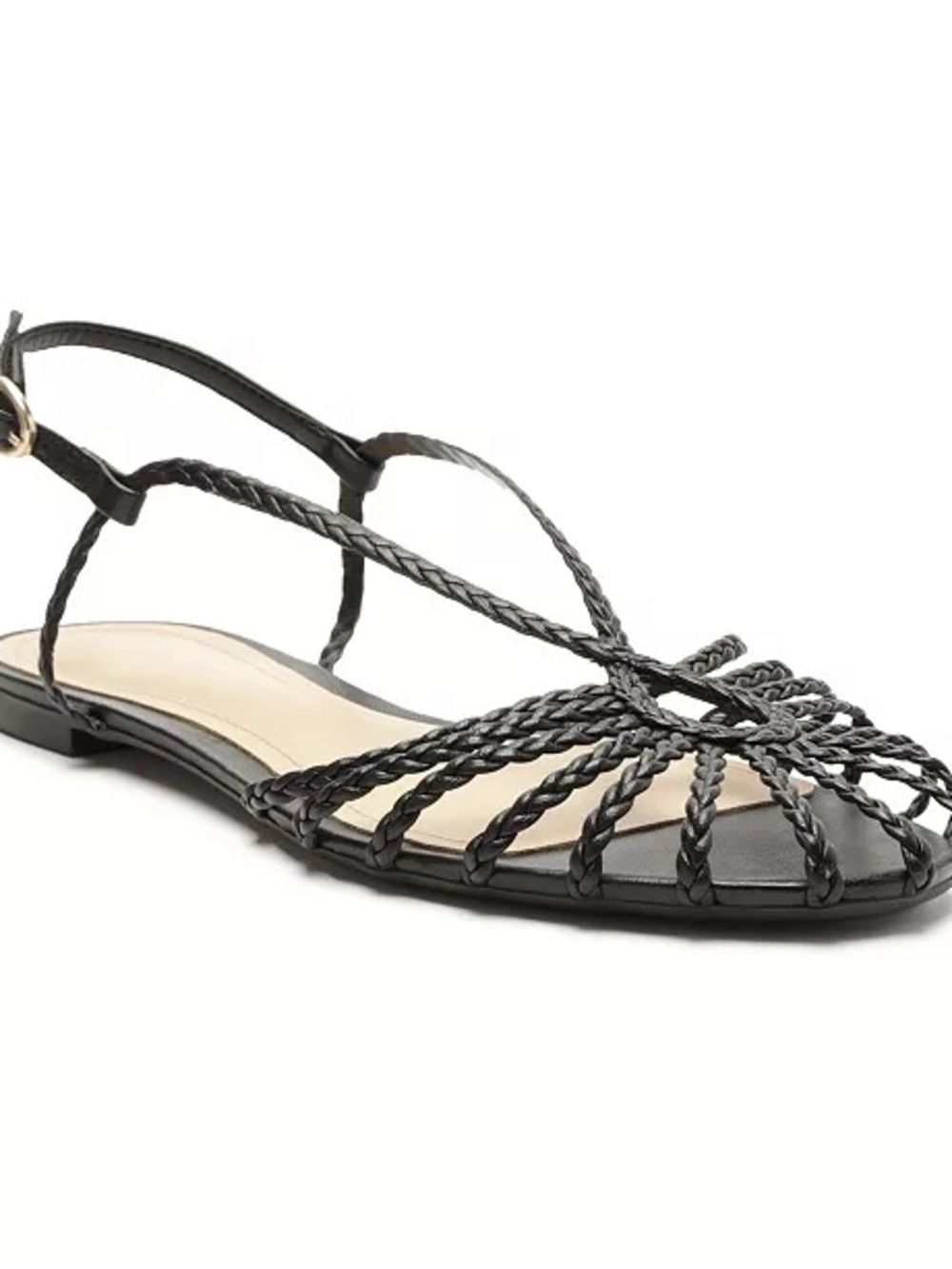Arezzo Braided Black Slingback Flat Sandal size 9.5